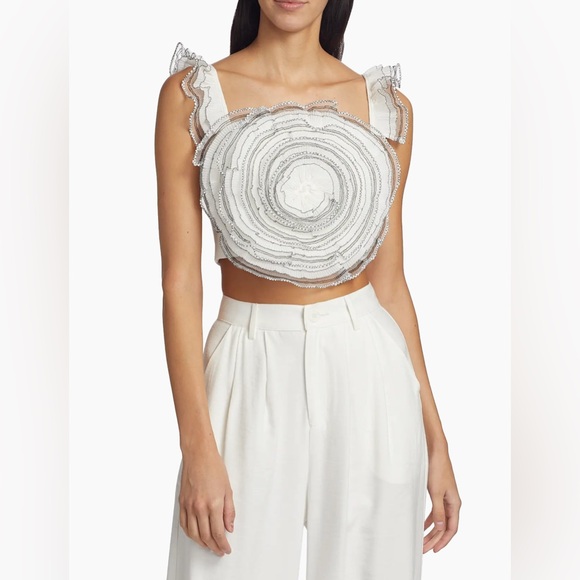 NWT Elliatt Joviality Rosette Crop Top in Ivory, Size Small - Picture 3 of 14